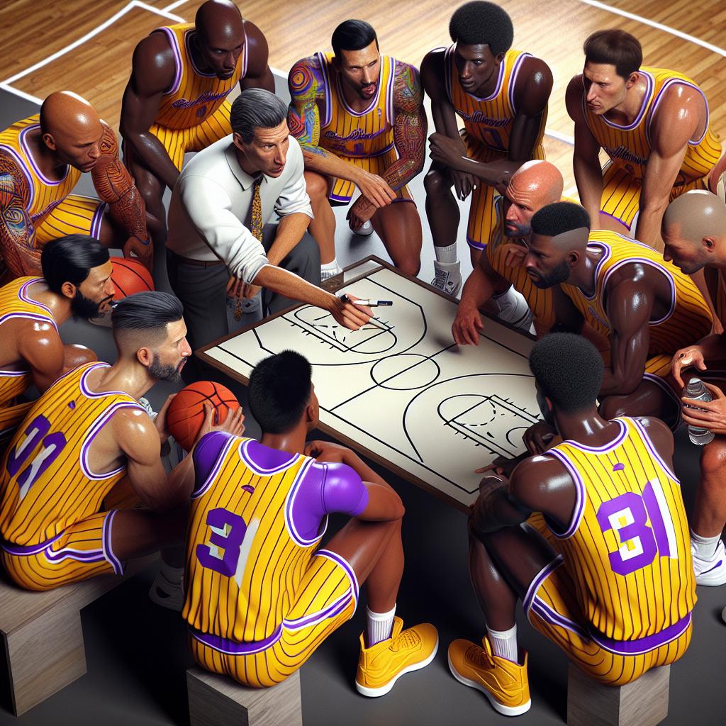 "Hornets team strategizing on court"