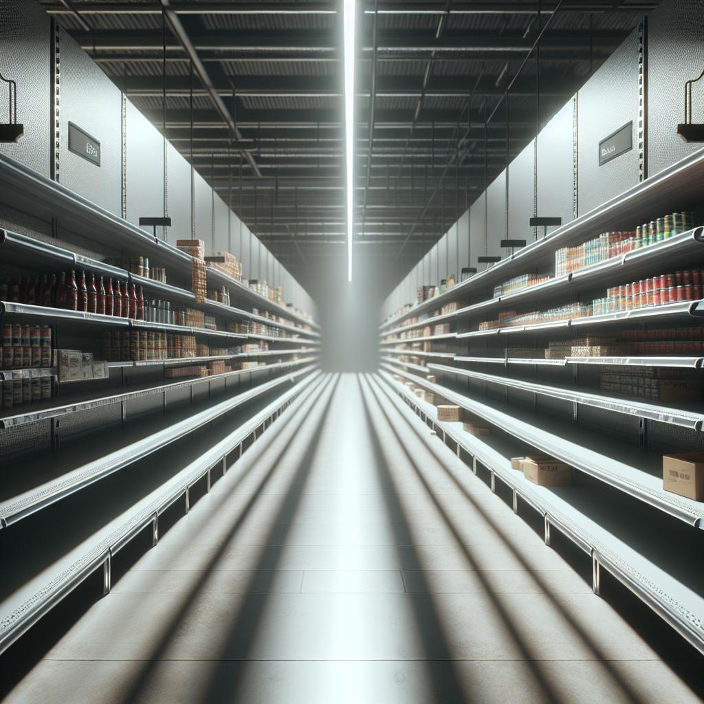 Empty shelves in grocery store