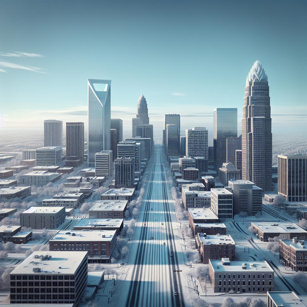 Snowless Charlotte cityscape