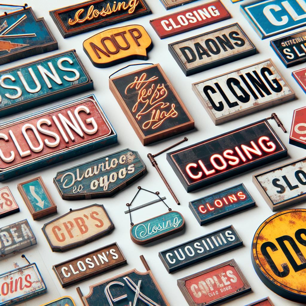 Closing store signs