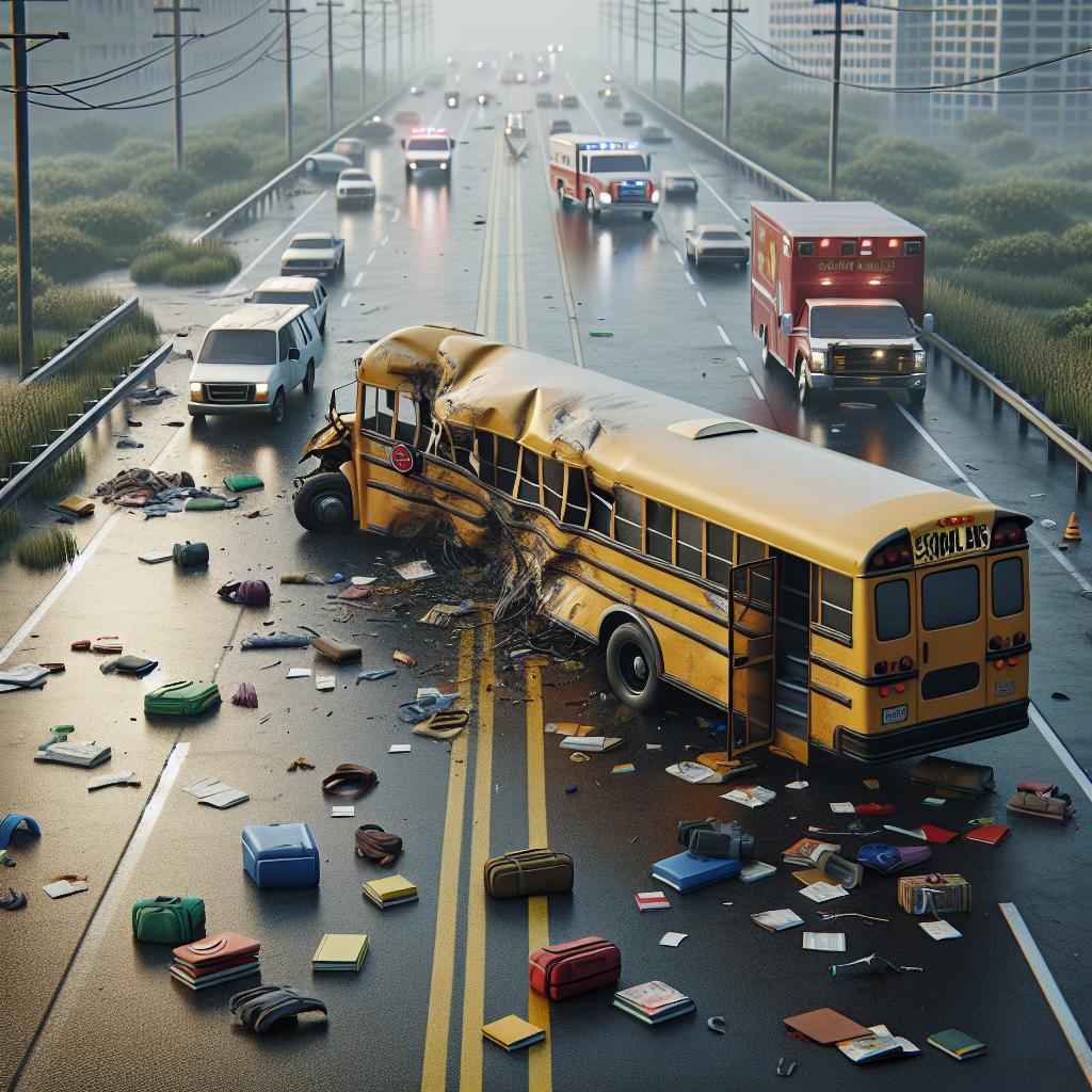 School bus accident scene