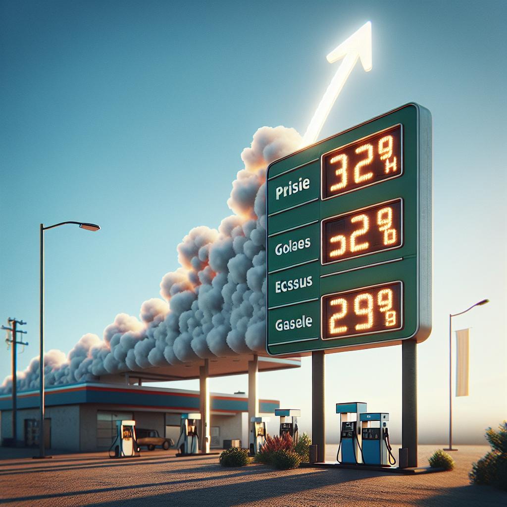 Gas station price sign increasing