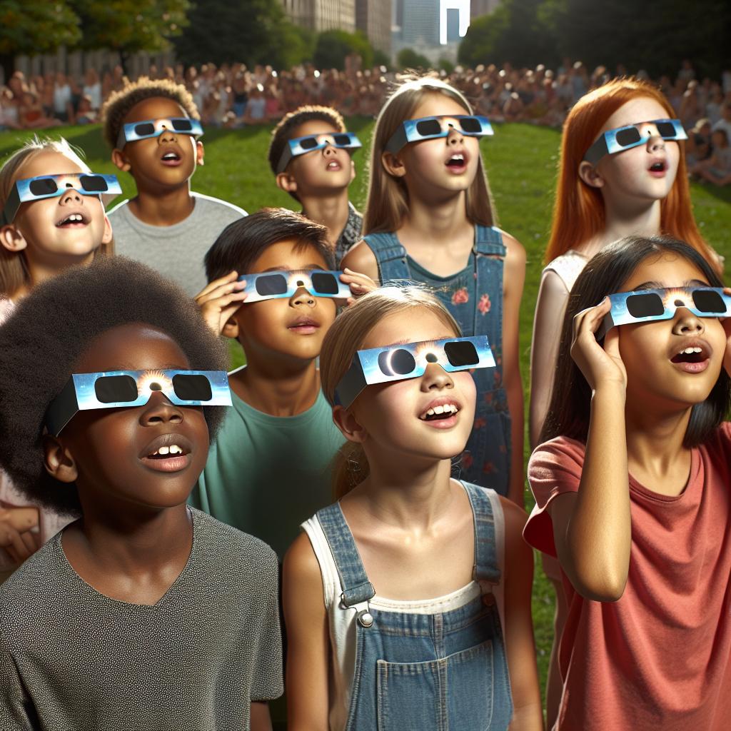 Kids watching solar eclipse