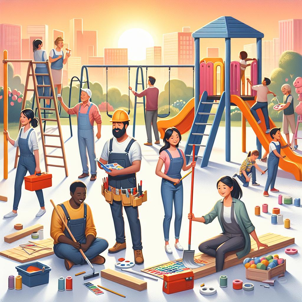 "Community building playground together"