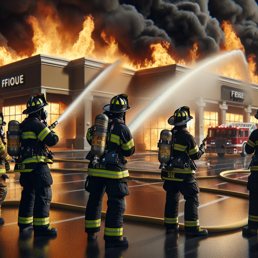 Firefighters tackling shopping center blaze