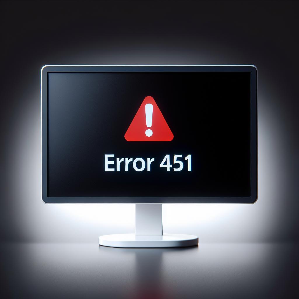 Computer screen showing Error 451