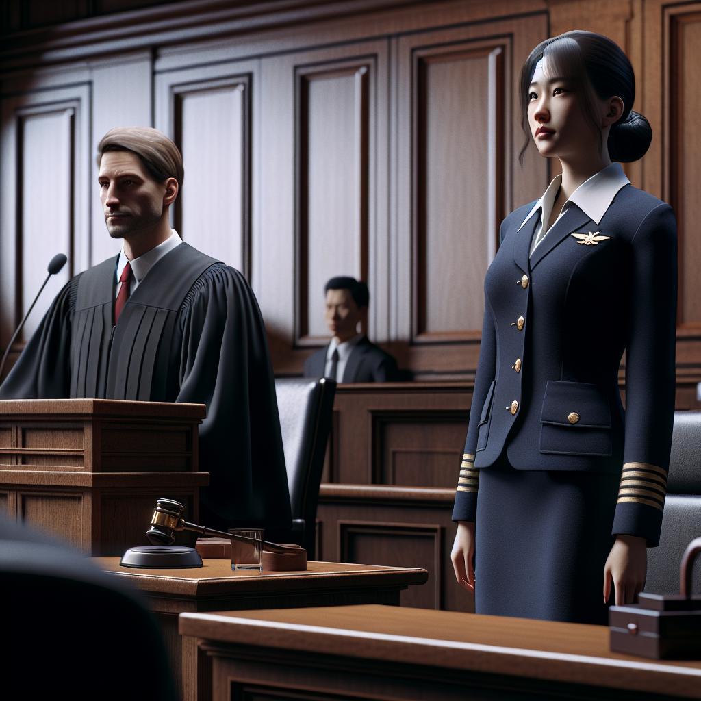 Flight Attendant in Courtroom