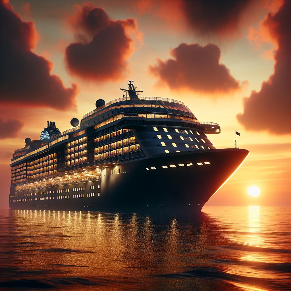 Luxury cruise ship sunset