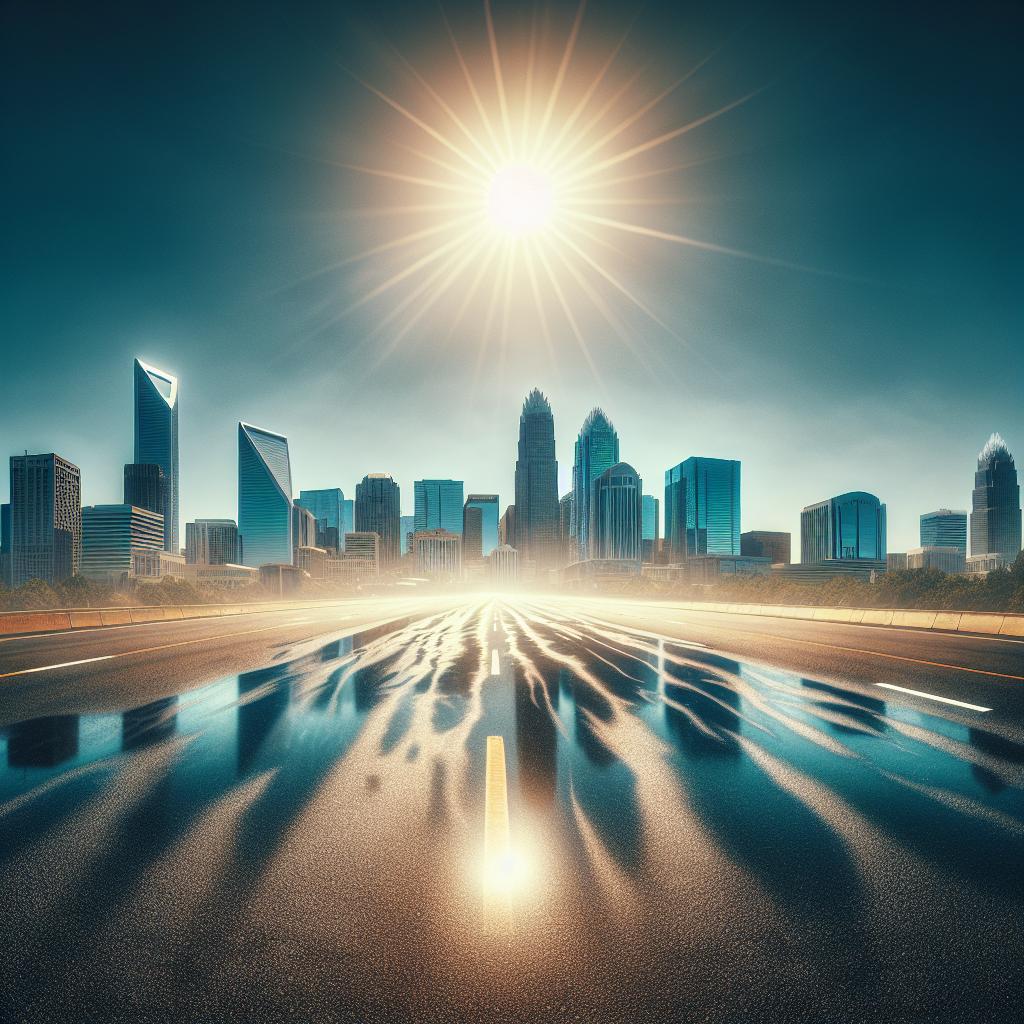 Charlotte skyline in heatwave