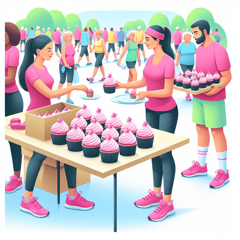 Pink cupcakes at charity walk