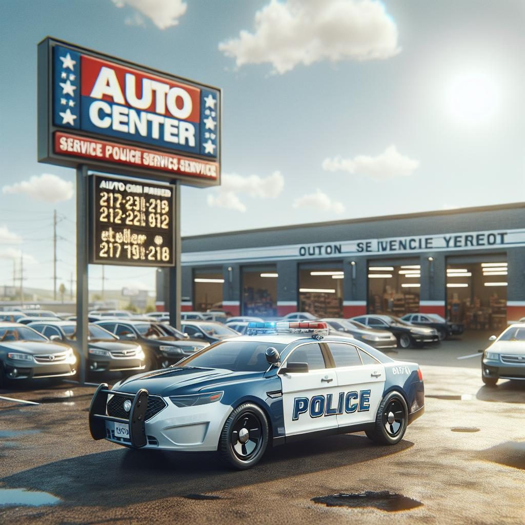 Police car outside auto center