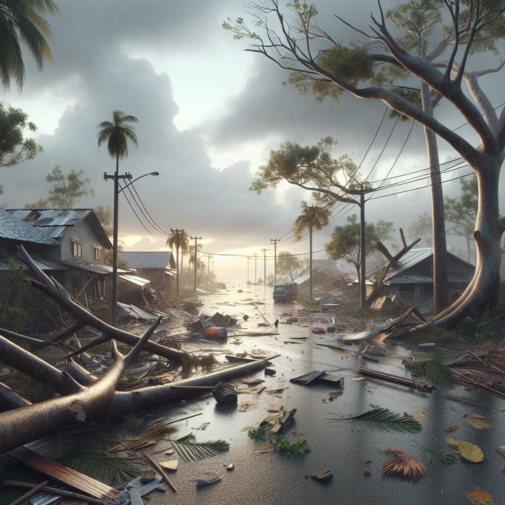 Tropical storm aftermath scene