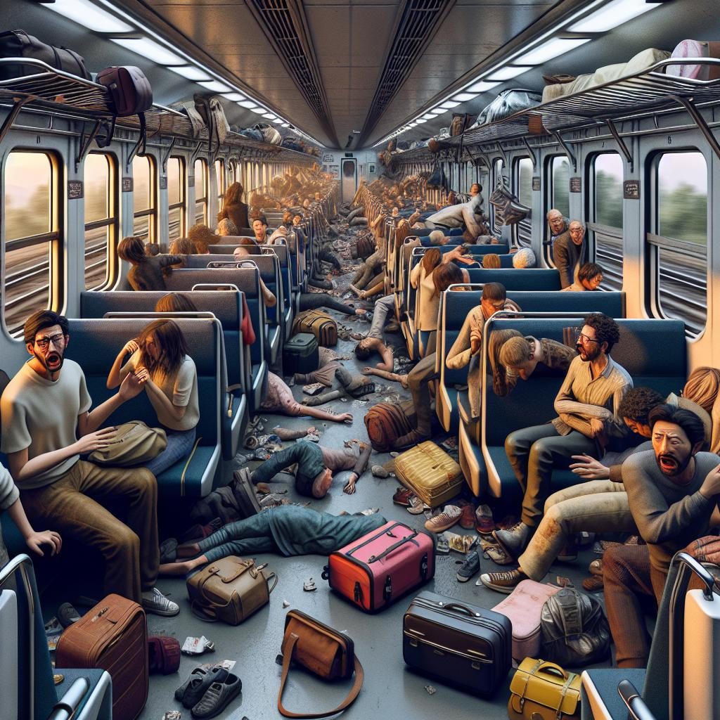 Chaotic scene on train