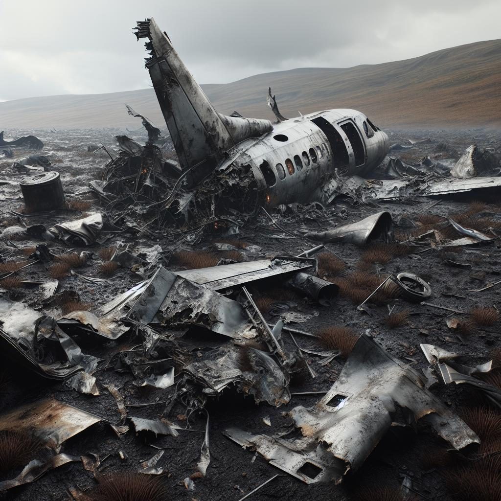 Small plane wreckage aftermath