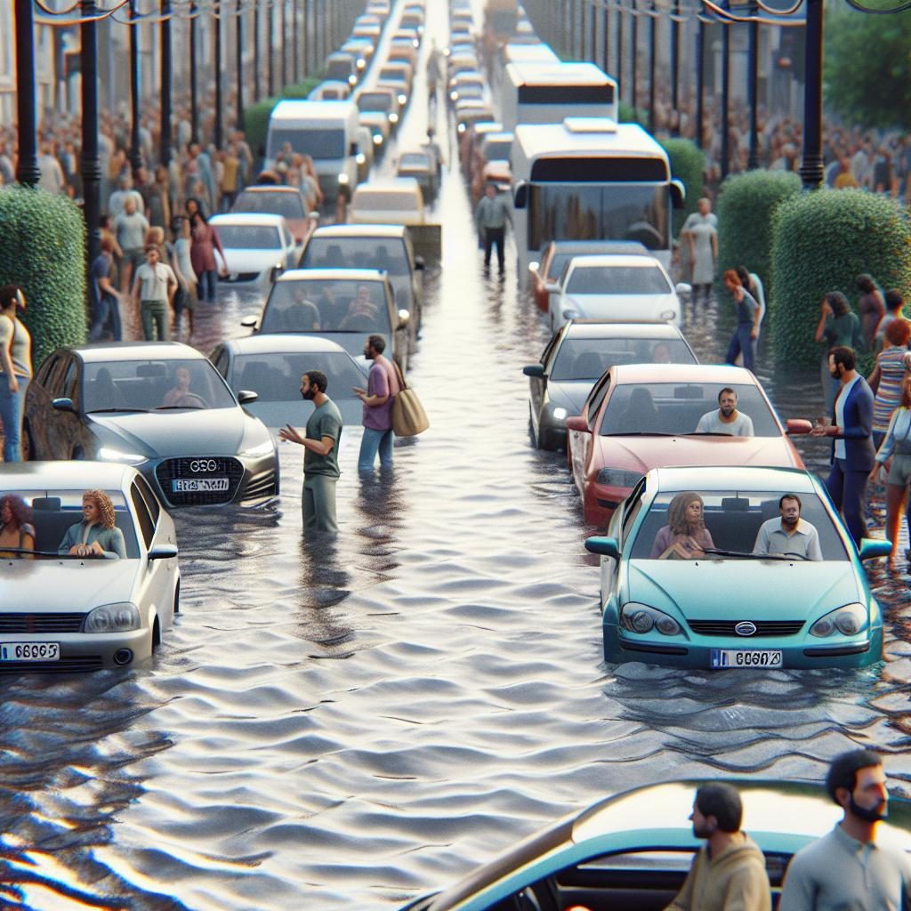 Flooded Roads Traffic