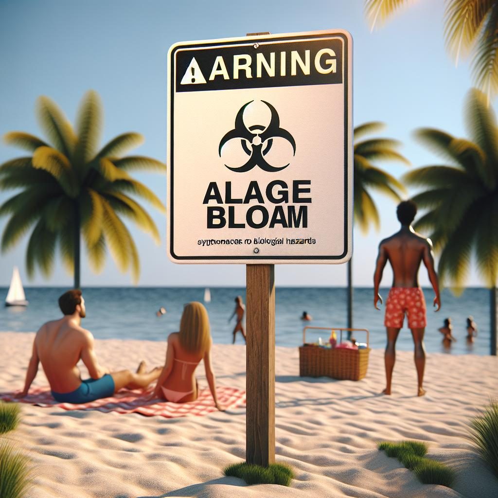 Algae bloom warning sign