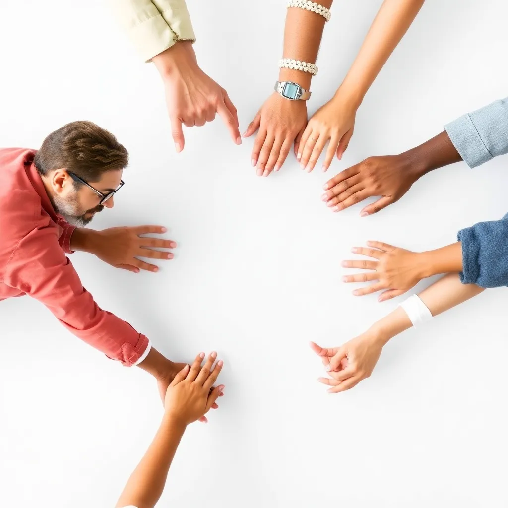 Diverse parents holding hands, forming a united circle.