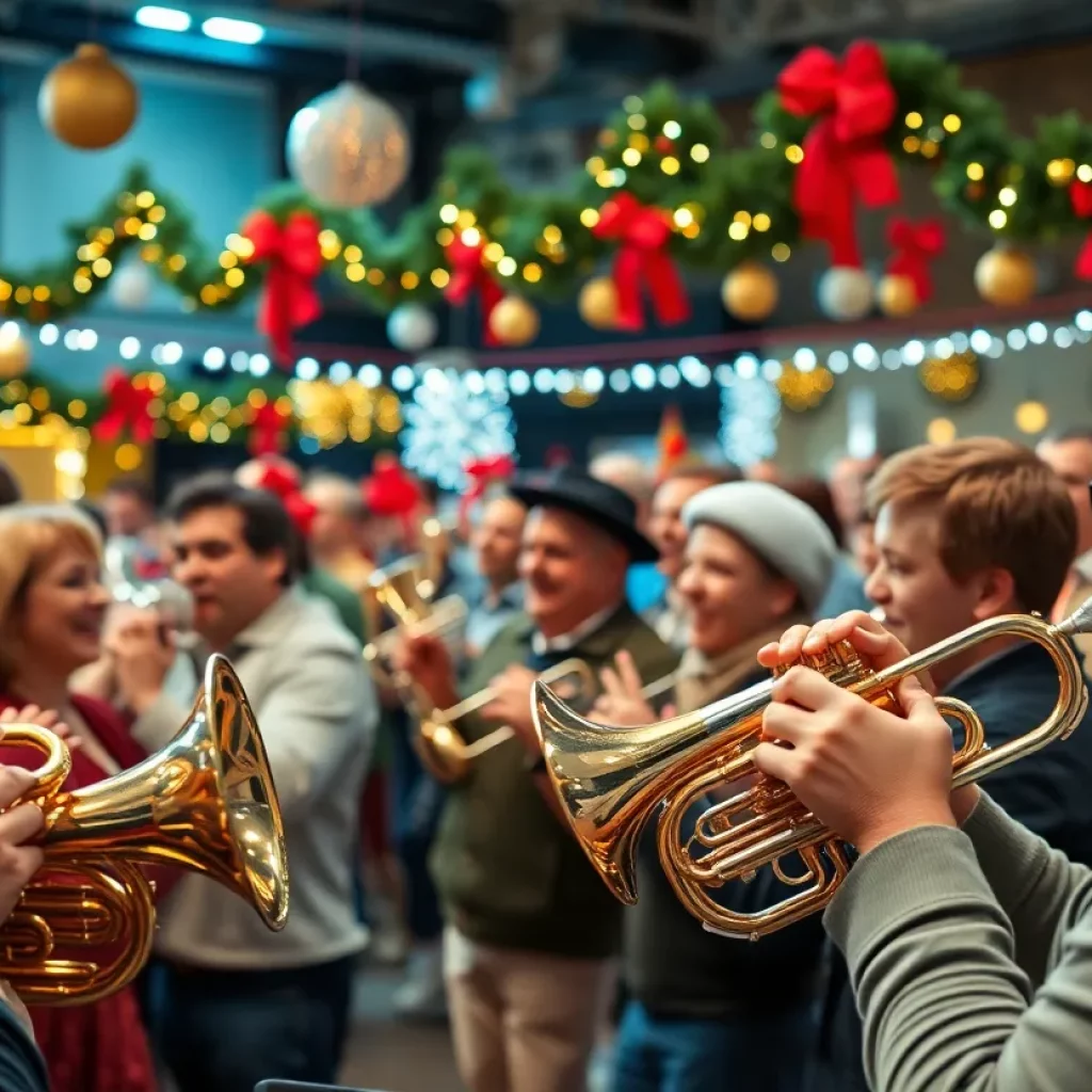 Brass Animals band performing at a holiday event in Charlotte