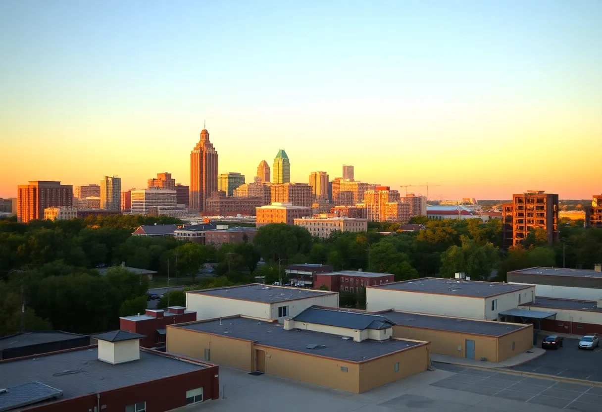 Charlotte skyline with new apartment buildings