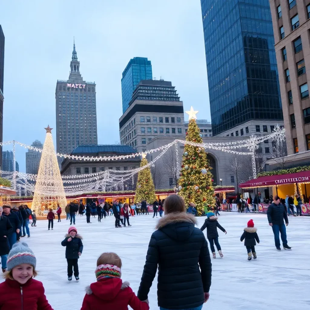 Families enjoying holiday activities and lights in Charlotte