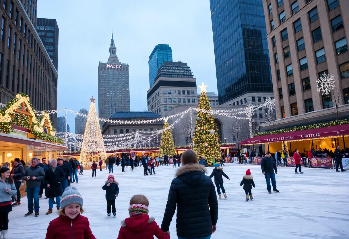 Families enjoying holiday activities and lights in Charlotte