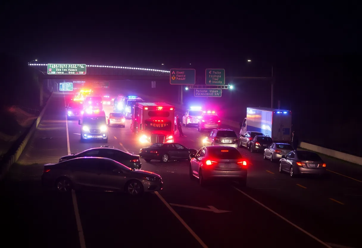 Scene of a multiple vehicle crash on Interstate 85 in Charlotte on Christmas Eve