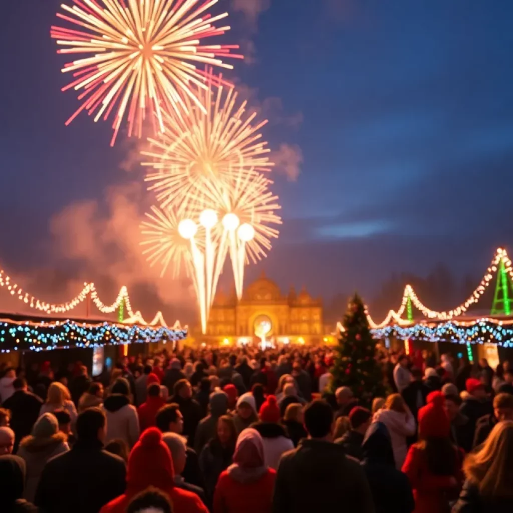 Fireworks display at Truist Field during New Year's Eve celebration in Charlotte