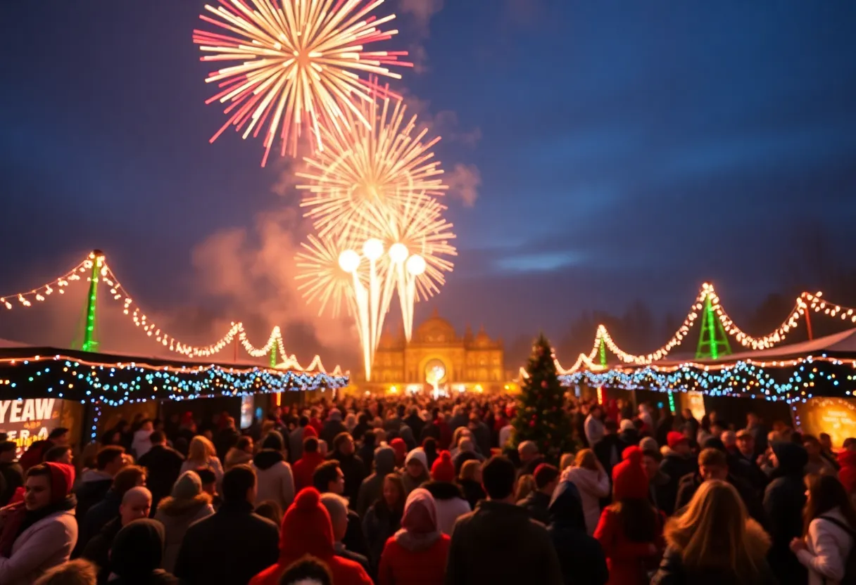 Fireworks display at Truist Field during New Year's Eve celebration in Charlotte