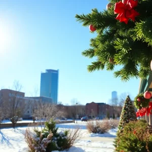 Winter landscape in Charlotte NC with sunny skies