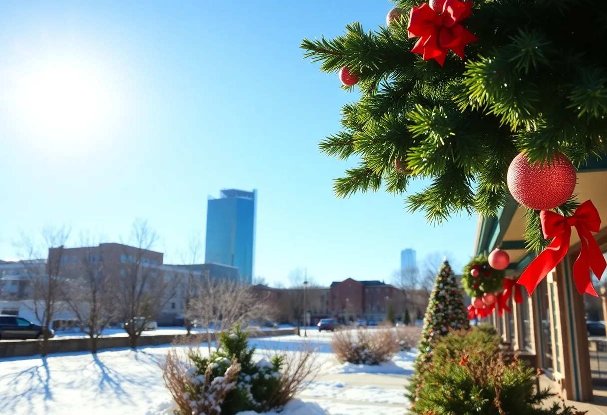 Winter landscape in Charlotte NC with sunny skies