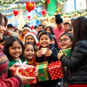 Latino children celebrating Christmas with Camino