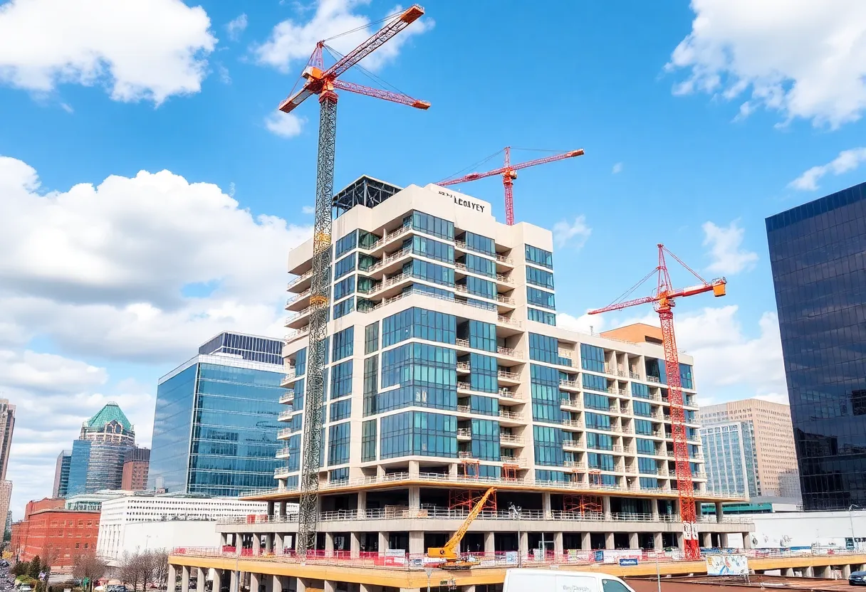 Construction of a new hospital tower in Charlotte