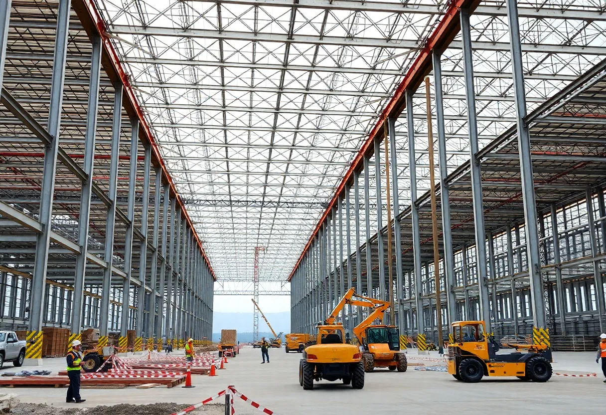 Construction of the Amazon fulfillment center in Pender County