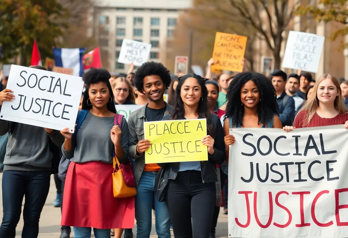 Students protesting for divestment at UNC Charlotte holding signs