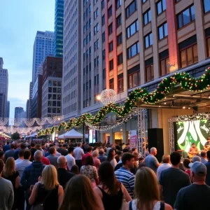 Outdoor concert scene in Uptown Charlotte with large crowd