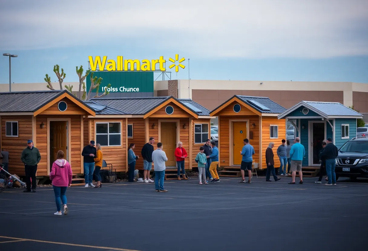 Community members constructing tiny homes in Boone