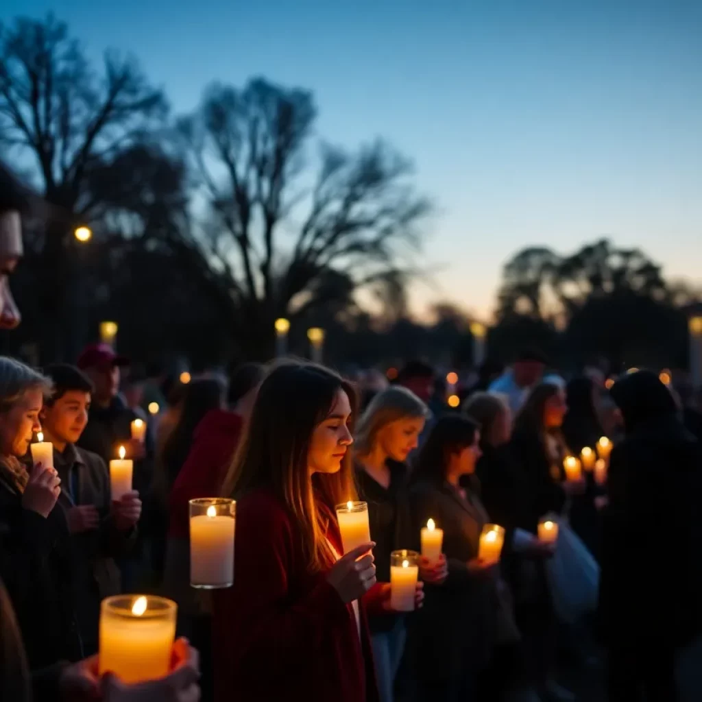 Community members gathered for a candlelight vigil in Baton Rouge