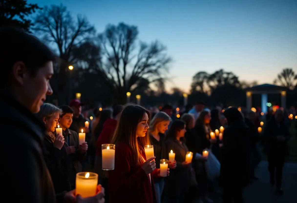 Community members gathered for a candlelight vigil in Baton Rouge