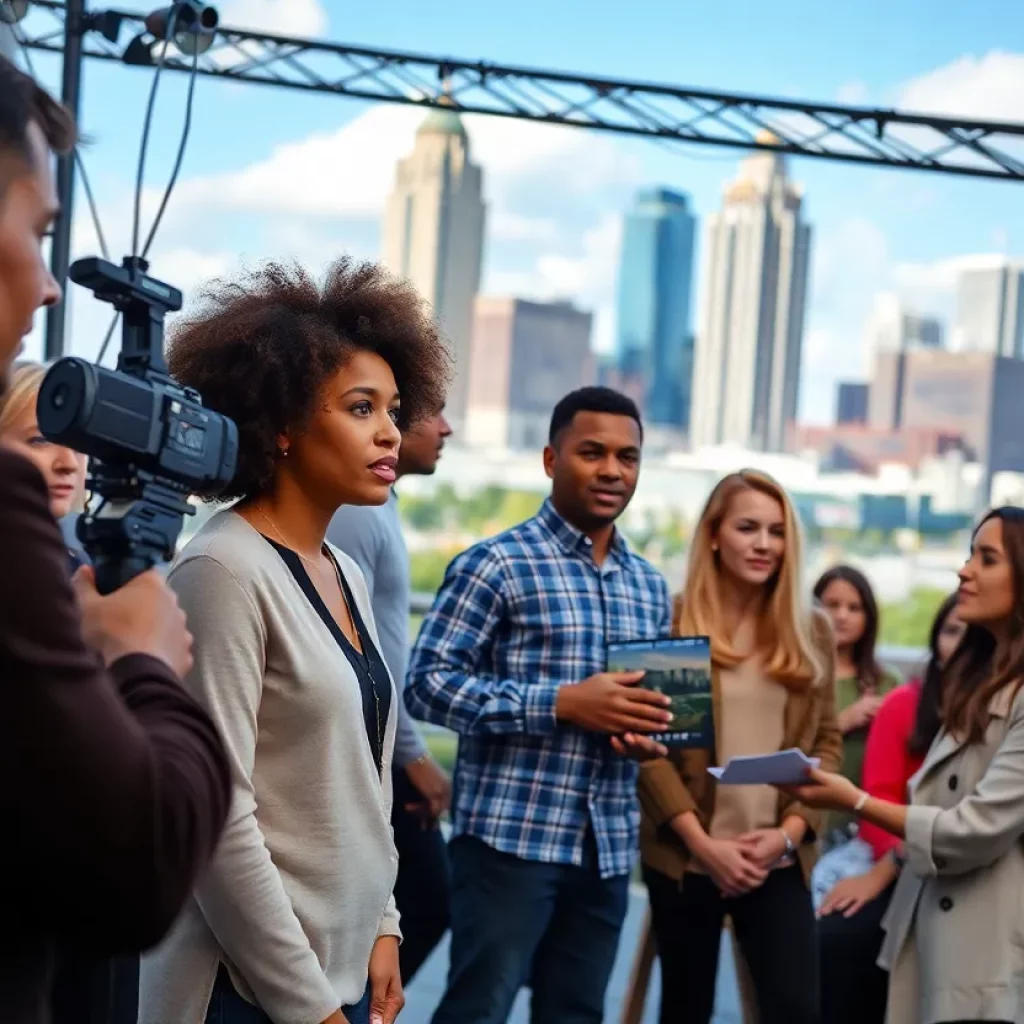 Aspiring actors auditioning in a film setting in Charlotte, NC.