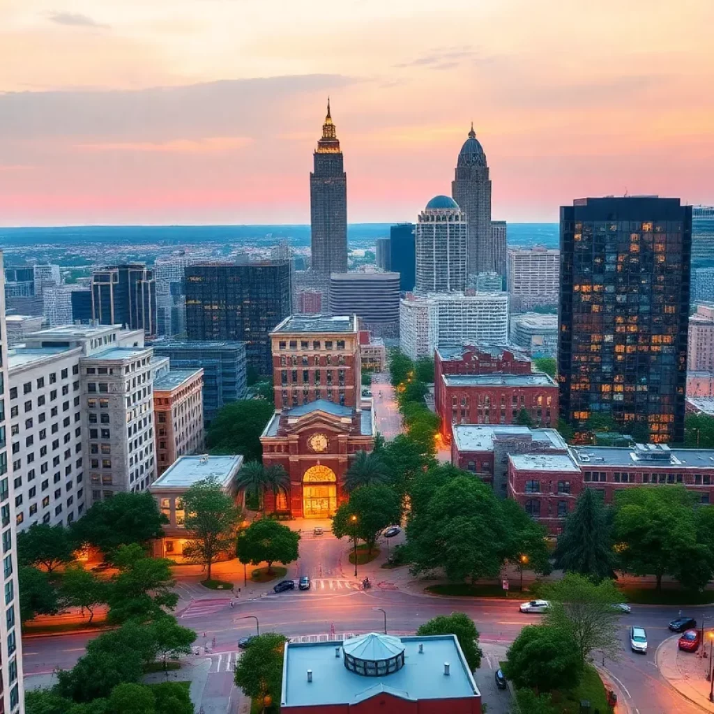 New apartment buildings in Charlotte cityscape