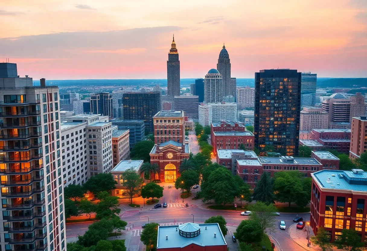 New apartment buildings in Charlotte cityscape