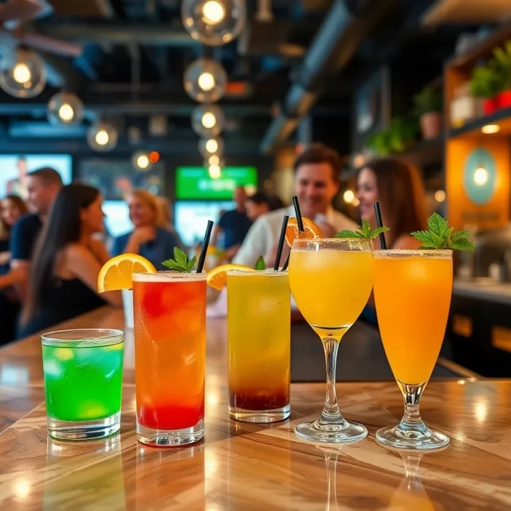 People enjoying alcohol-free cocktails at a restaurant in Charlotte during Dry January.