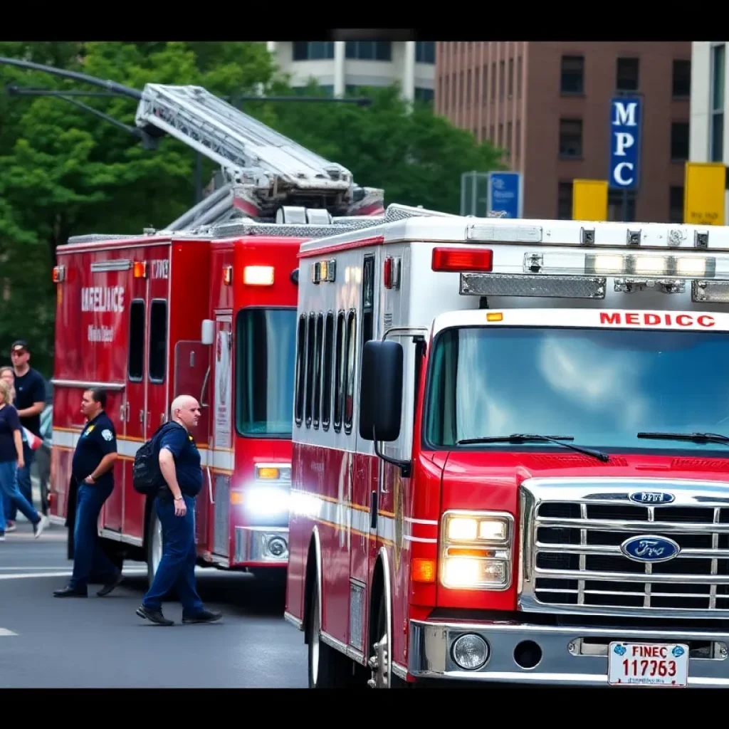 Charlotte emergency responders at work during an emergency call