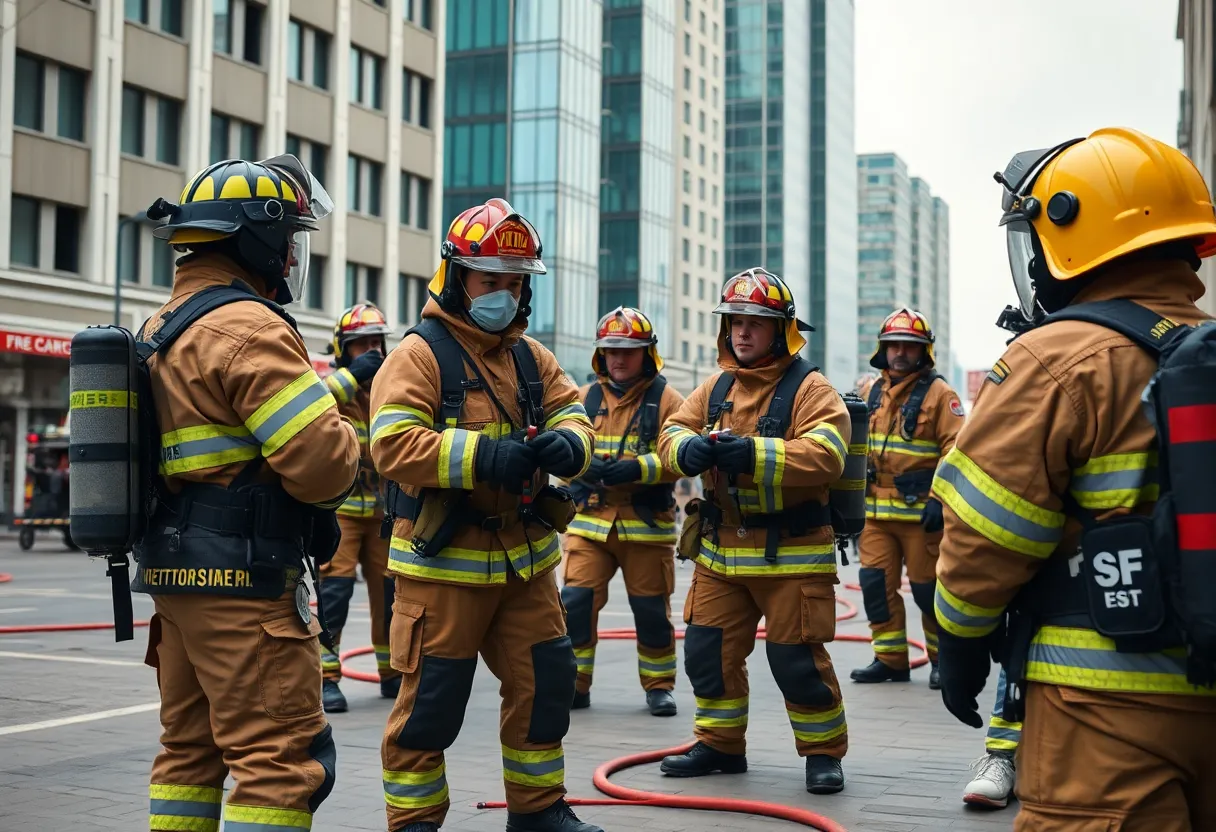 Firefighters training with advanced rescue techniques in Charlotte.