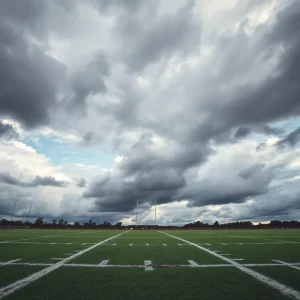 Charlotte's football team on the field during practice.