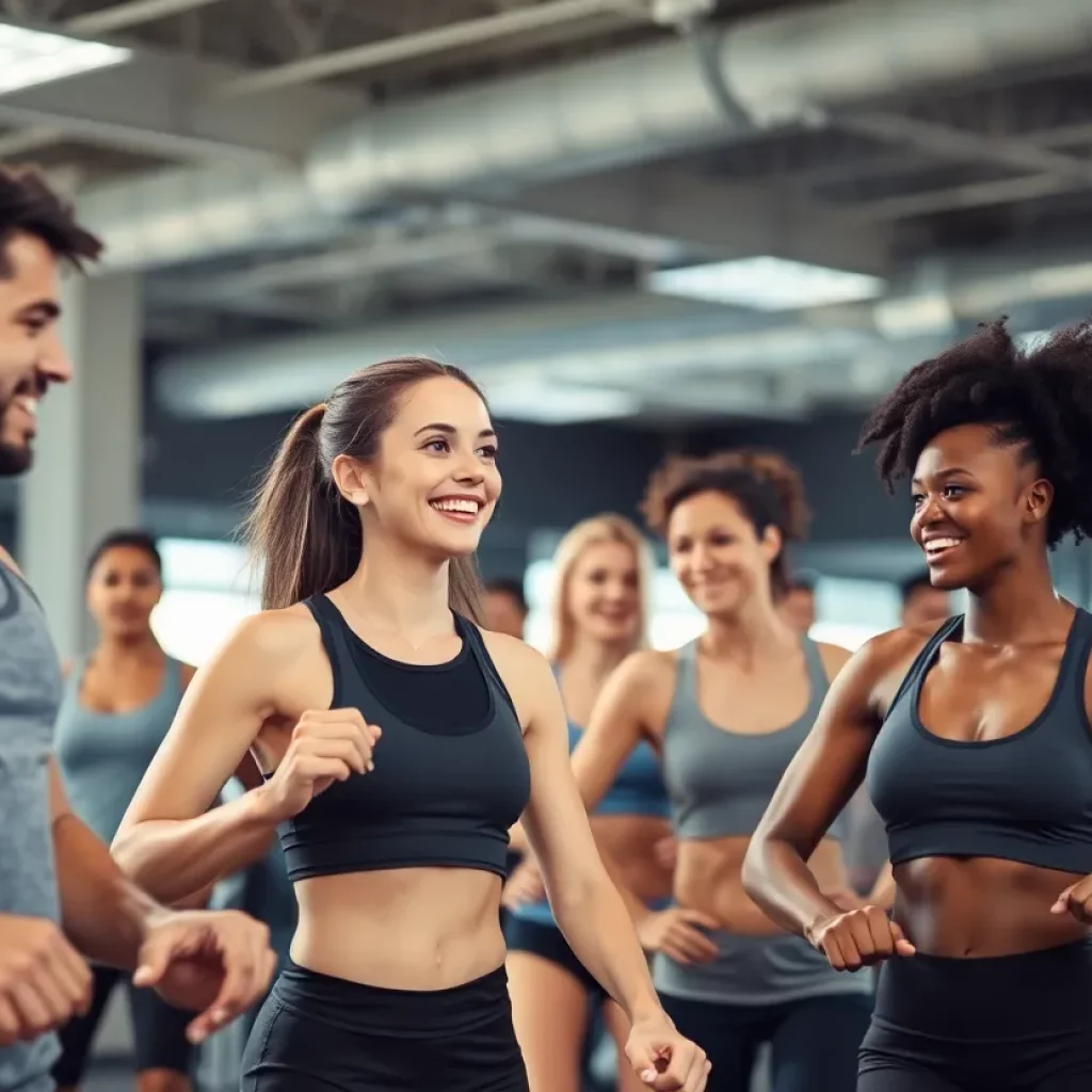 A vibrant gym scene in Charlotte with members engaged in fitness activities.