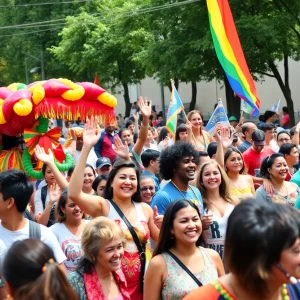 Colorful floats and community participants in Charlotte MLK Parade