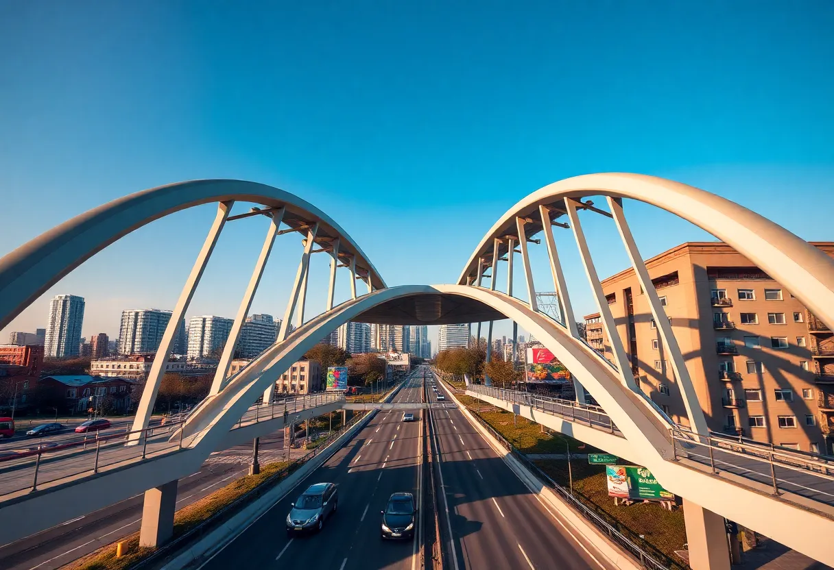 Rendering of the Charlotte pedestrian bridge connecting Uptown and South End.