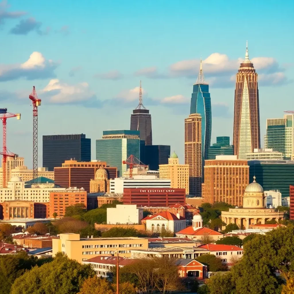 Skyline of Charlotte NC showing urban development and growth