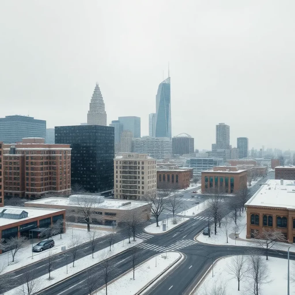 Snow-covered streets in Charlotte, NC